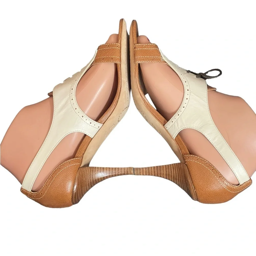 Jour leather lace up beige/tan heels‎ size 37(7)